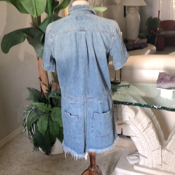 SZ S NWOT LUCKY BRAND DRAWSTRING DRESS POCKETS DISTRESSED COLLARED BUTTON UP - Picture 3 of 5